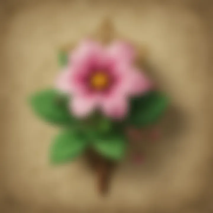 A close-up of a Hyrule flower used for crafting, highlighting its unique features and textures.