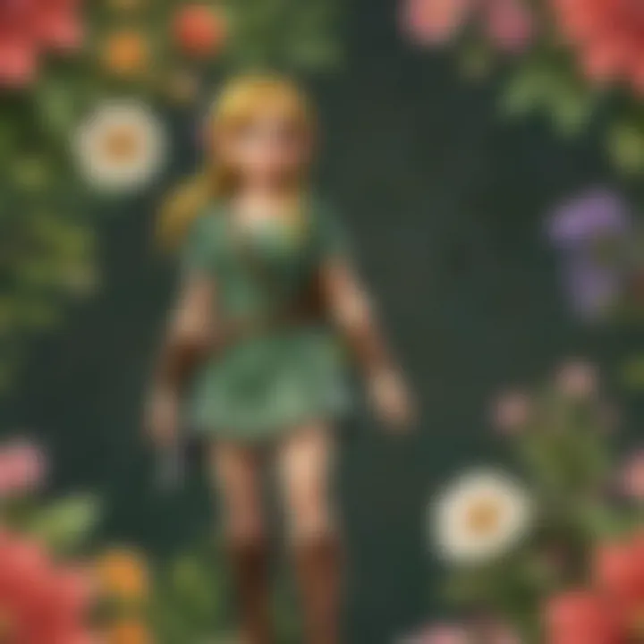 A character from the Zelda series interacting with a flower, symbolizing the connection between gameplay and flora.