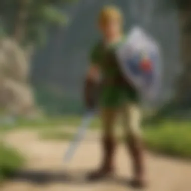Link in Battle: A Modern Twist An action-packed scene featuring Link battling a classic enemy using modern gameplay mechanics.