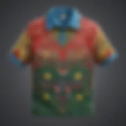 Close-up of a Pokémon golf shirt showcasing intricate design elements.