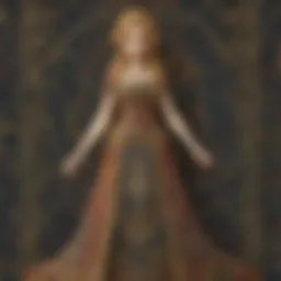 A close-up of the intricate patterns on Zelda's dress, showcasing its detailed design.