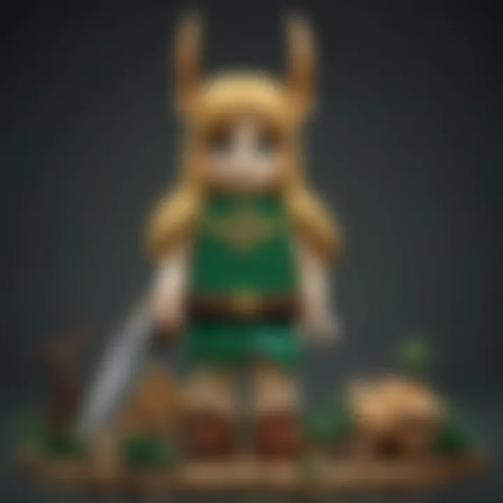 Lego characters resembling Zelda figures in a playful setting