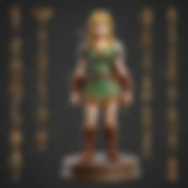 An individual organizing and cataloging their Zelda amiibo collection