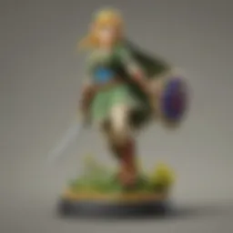 A collection of various Zelda amiibo figures displayed on a shelf