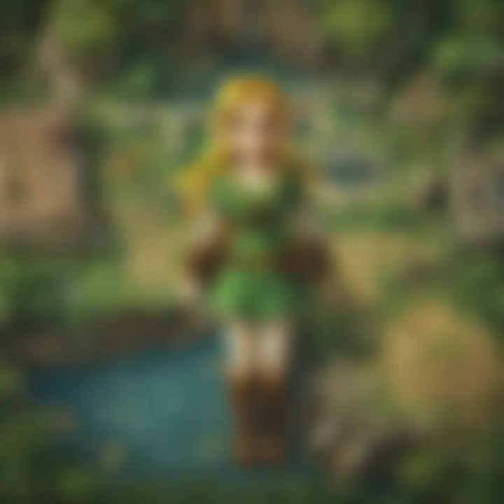 A scenic view of a puzzle-solving element integrated into the Zelda landscape