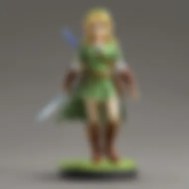 Enhancing Gameplay with Amiibo A player using a Legend of Zelda Amiibo to enhance gameplay on a console.