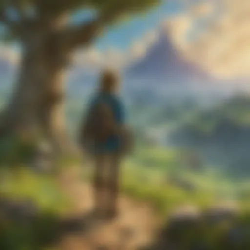 Link in front of a vast landscape