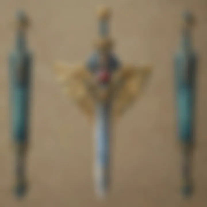 A close-up of a Master Sword car decal with artistic flair.