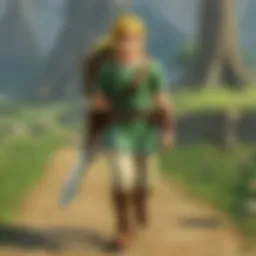 Illustration of Link in a mobile game setting
