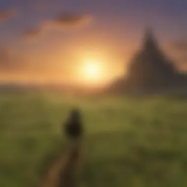 A breathtaking view of Hyrule Field at dusk