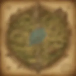 A stylized map of Hyrule showcasing various regions
