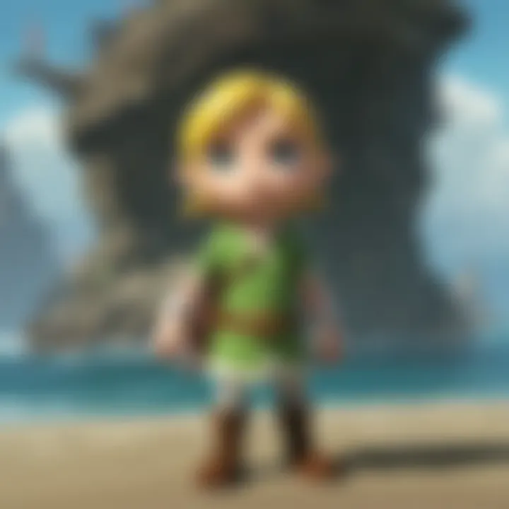 A detailed scene showcasing the artistic style of Wind Waker