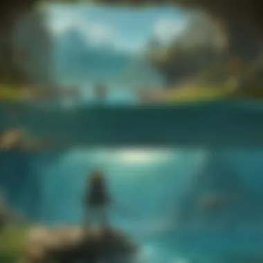 The Transition: From Water to Land A breathtaking underwater scene showcasing the transition from water to land