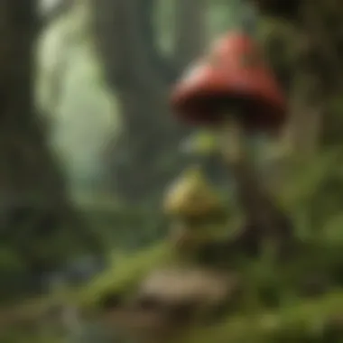 An artistic representation of Korok figurines within the game's landscape