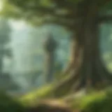 A breathtaking landscape from the newest Zelda game showcasing lush greenery and ancient ruins