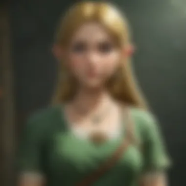 A close-up of the protagonist in vibrant armor, highlighting intricate details and character design