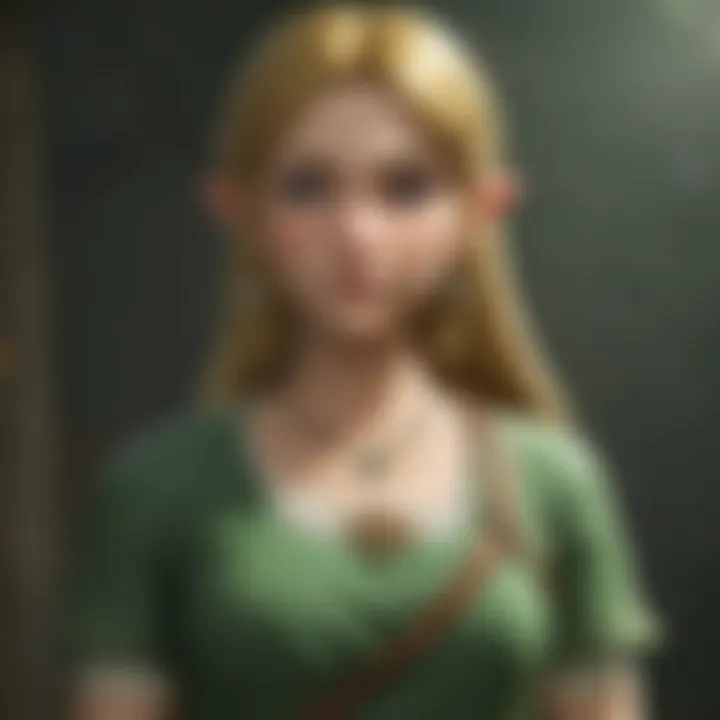 A close-up of the protagonist in vibrant armor, highlighting intricate details and character design