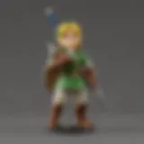 Collectible Ocarina of Time Link Amiibo displayed against a vibrant background.