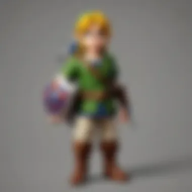 Detailed view of Ocarina of Time Link amiibo figure showcasing intricate design features