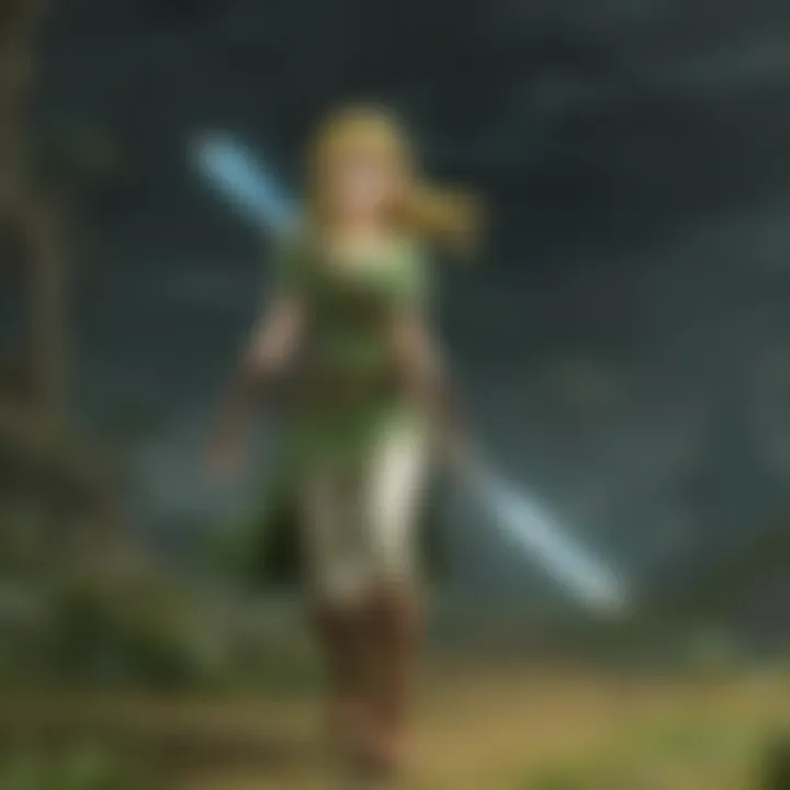 An iconic character from Zelda engaged in a pivotal quest