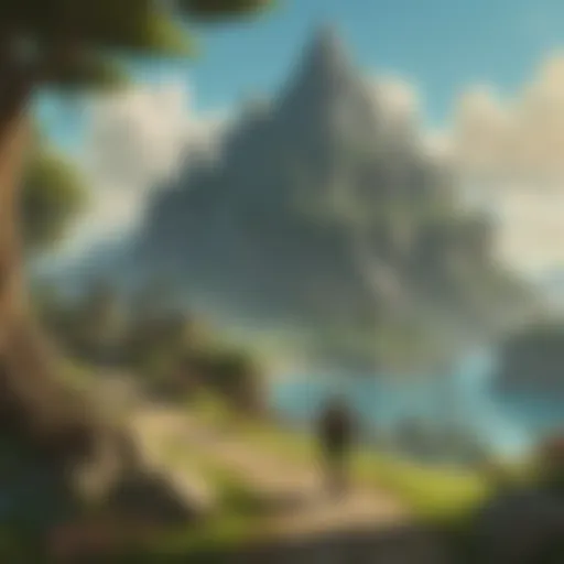 A scenic landscape from the Zelda universe showcasing a quest destination