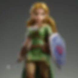 A collection of Zelda amiibo figures displayed on a shelf, highlighting their intricate designs and vibrant colors.