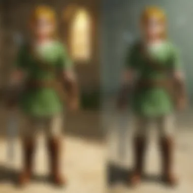 A side-by-side comparison of nostalgic Zelda graphics versus modern visuals