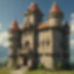 A panoramic view of Hyrule Castle showcasing its majestic architecture