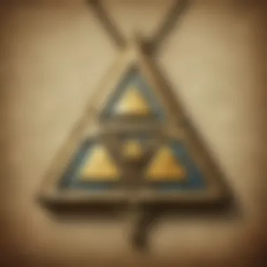 Artistic representation of the Triforce symbol in a mystical setting