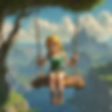 Gameplay Mechanics of the Sky Island Swing An action shot of a character utilizing the Sky Island swing, demonstrating its mechanics in gameplay.