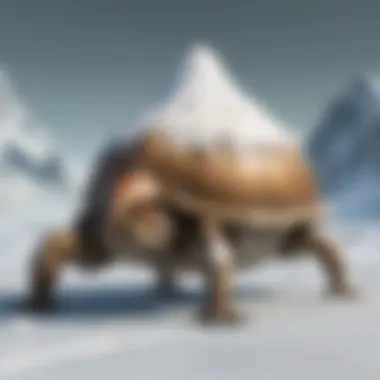 An immersive gameplay scene featuring the Snow Peak Living Shell in action.