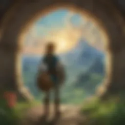 A serene landscape of Hyrule with musical notes subtly integrated into the scenery.