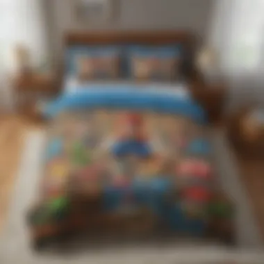 A cozy bedroom featuring the Super Mario themed bedding