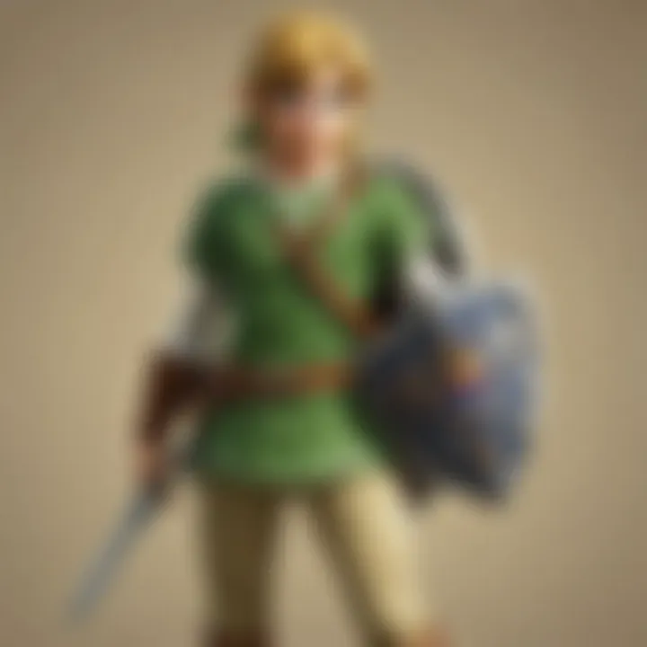 An artistic representation of Link, the hero of the Zelda series in various outfits.