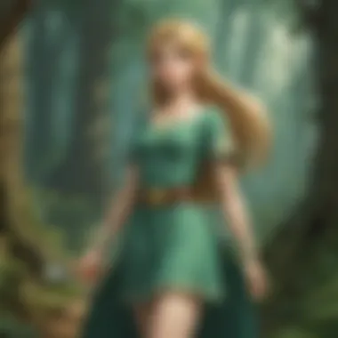 Illustration depicting Princess Zelda unveiling a hidden treasure in a mystical forest