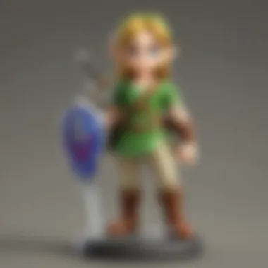 Display of Young Link amiibo among other collectibles