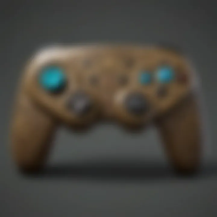 Close-up of the ergonomic features of the Zelda Nintendo Switch controller