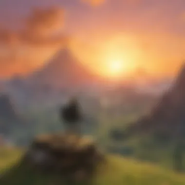 A majestic sunset over the vast landscape of Hyrule