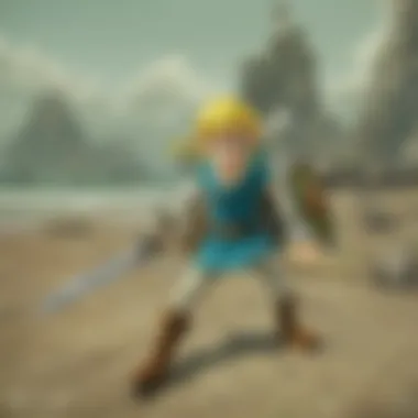 Link engaging in combat with a Moblin.