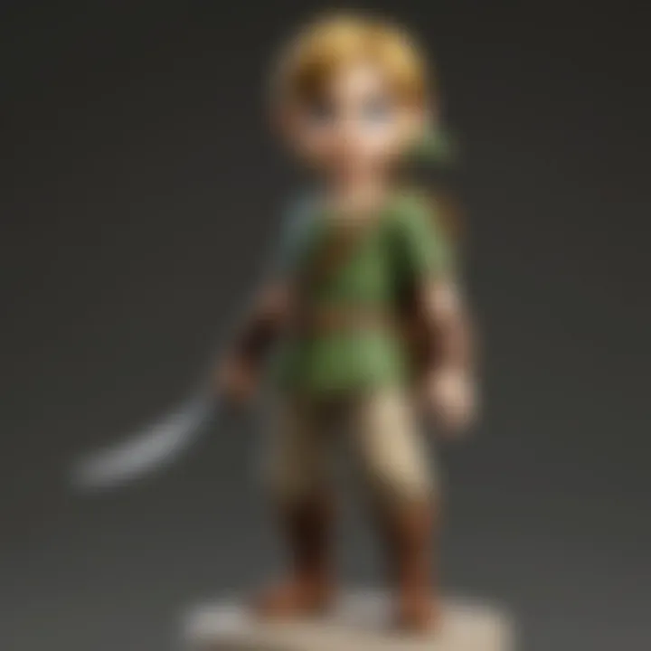 Young Link amiibo in action within a Zelda game environment.