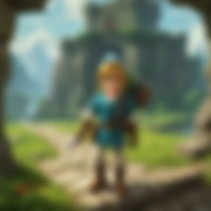 Link engaging in a puzzle challenge in The Legend of Zelda: Four Swords Adventures