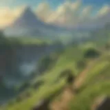 A breathtaking landscape from Zelda showcasing lush forests and mountains