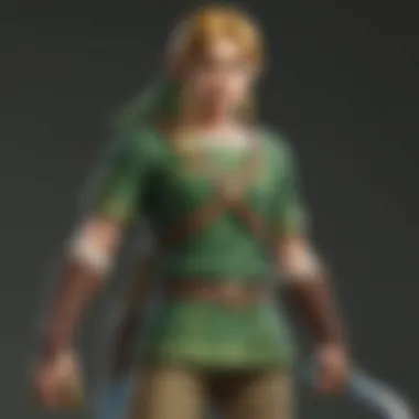 An intricate character design of Link in his iconic attire, representing bravery