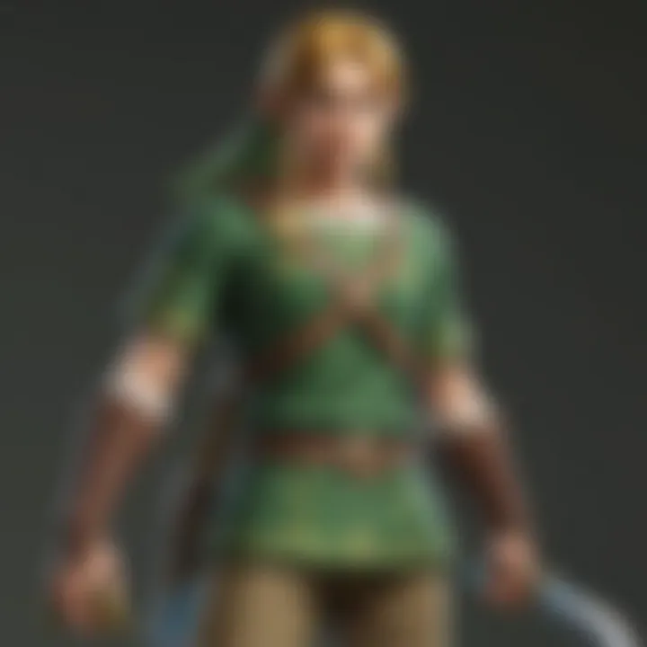 An intricate character design of Link in his iconic attire, representing bravery