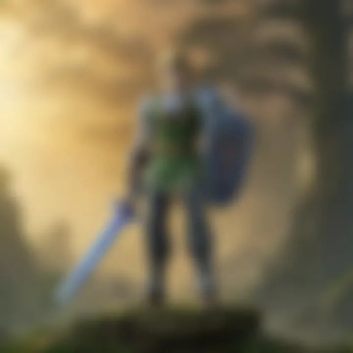 A detailed depiction of the iconic Master Sword from the Zelda franchise.