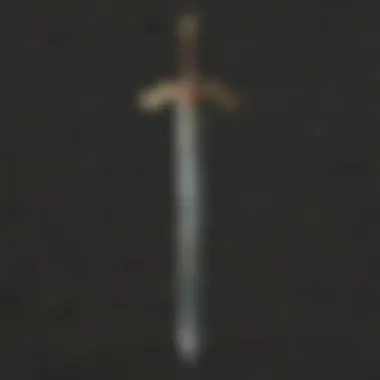 A close-up of a legendary sword within the game, symbolizing power and adventure