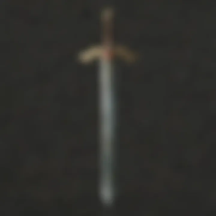 A close-up of a legendary sword within the game, symbolizing power and adventure