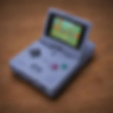 Gameboy Advance SP showcased in a retro gaming collection