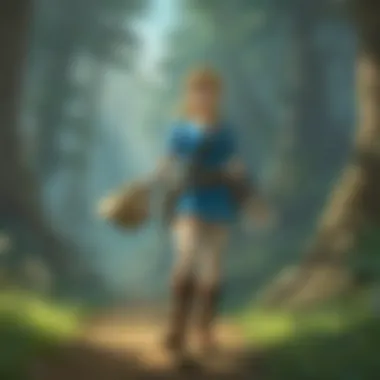 Embarking on a Journey of Discovery An adventurous character standing on a cliff, gazing at a vast horizon filled with mysterious lands.