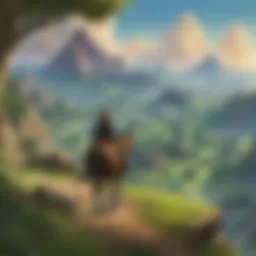 A breathtaking open-world landscape showcasing lush greenery and majestic mountains.